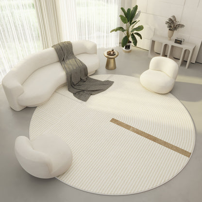 Tapis rond moderne couleur crème 