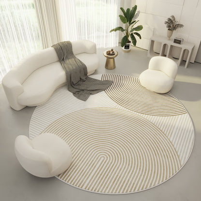 Tapis rond moderne couleur crème 