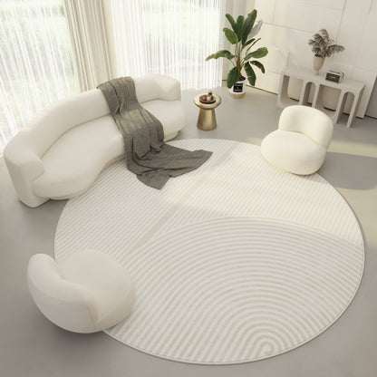 Tapis rond moderne couleur crème 