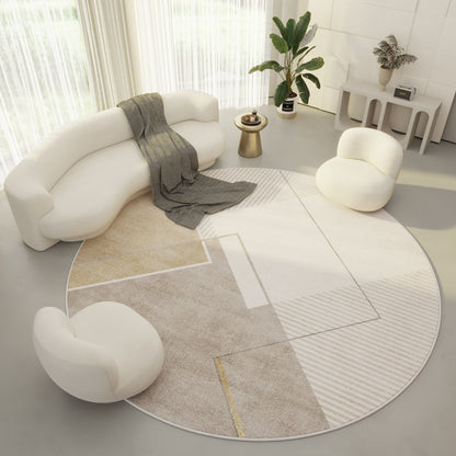 Tapis rond moderne couleur crème 
