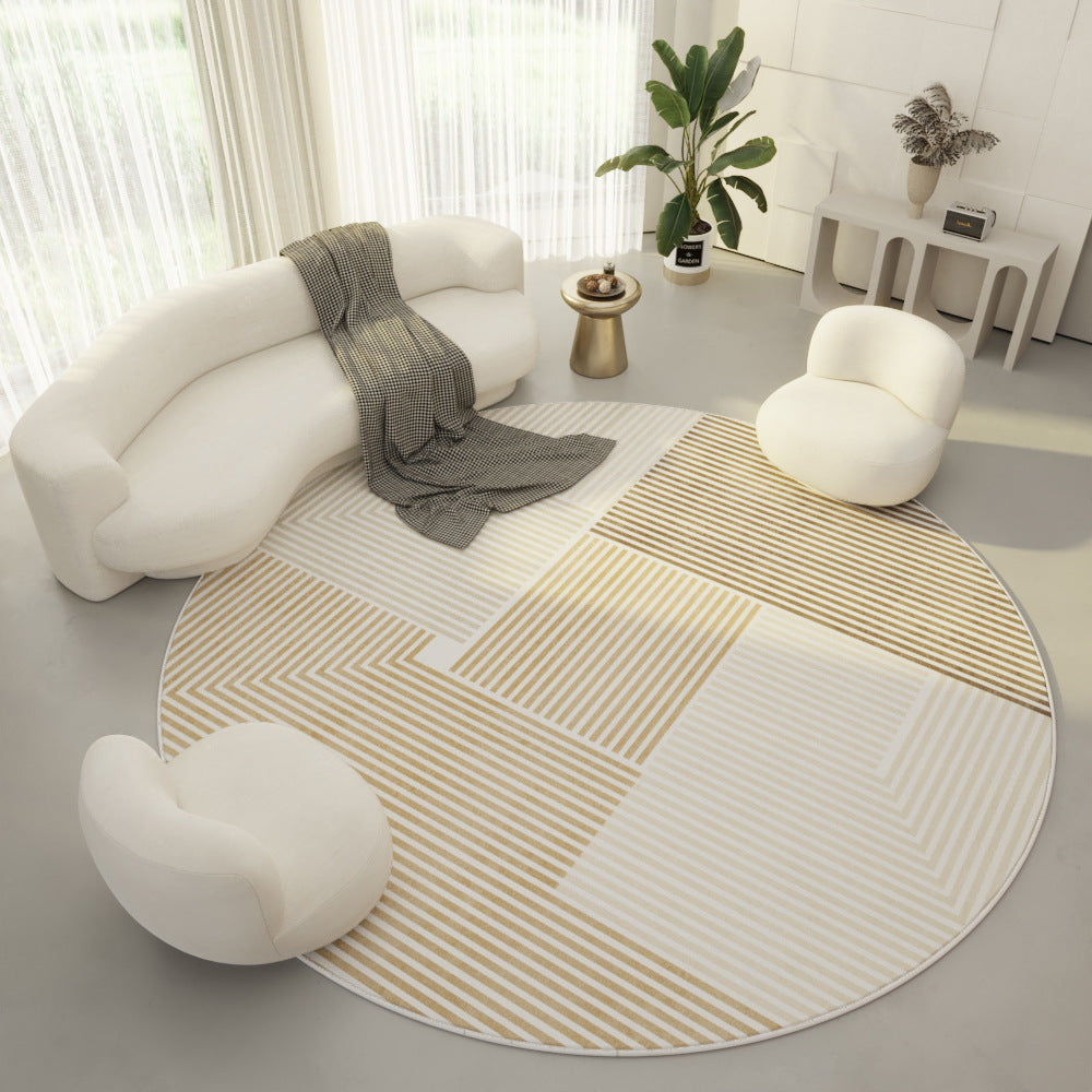 Tapis rond moderne couleur crème 