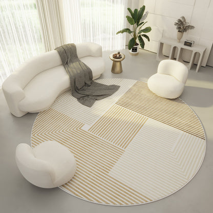 Tapis rond moderne couleur crème 